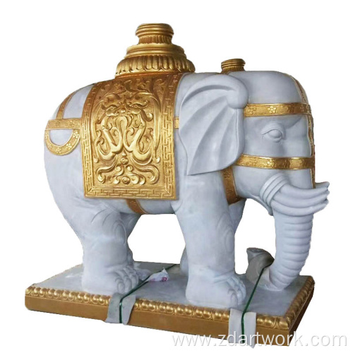 White marble elephant stone ornaments